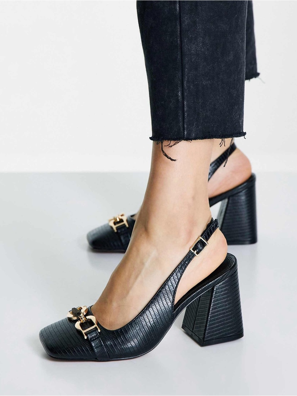 ASOS Design | Stable Snaffle Detail Slingback Heeled Shoes
